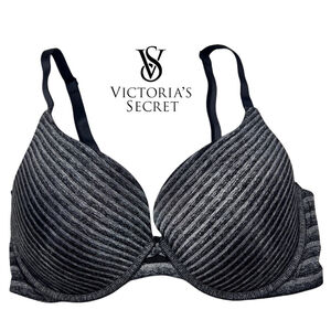 Victoria's Secret Perfect Shape Push-Up Bra - Black & Gray Striped, Wired, 34D